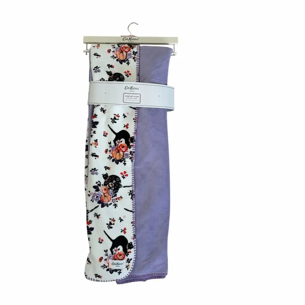 Cath Kidston Reversible Plush Halloween Throw Blanket 50x70 SCAREDY CAT New